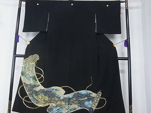 Tomesode KImono Japan Heiwaya Luxurious Black Tomesode, Piece Embroidery, Pictur