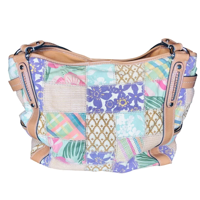 Fossil Patchwork Shoulder Bag Purse Large Boho Coastal Grandma