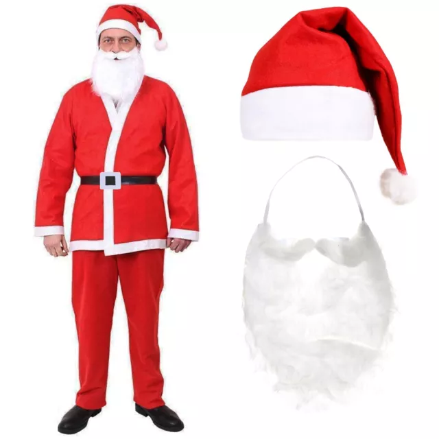 Adult Santa Suit Father Christmas Fancy Dress Costume Mens Xmas Outfit Santacon