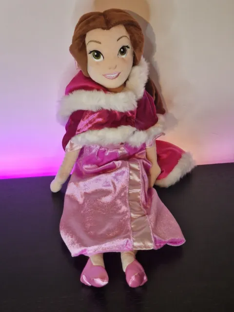 Rare Disney Store Beauty And The Beast Belle 18” Pink Winter Dress Plush