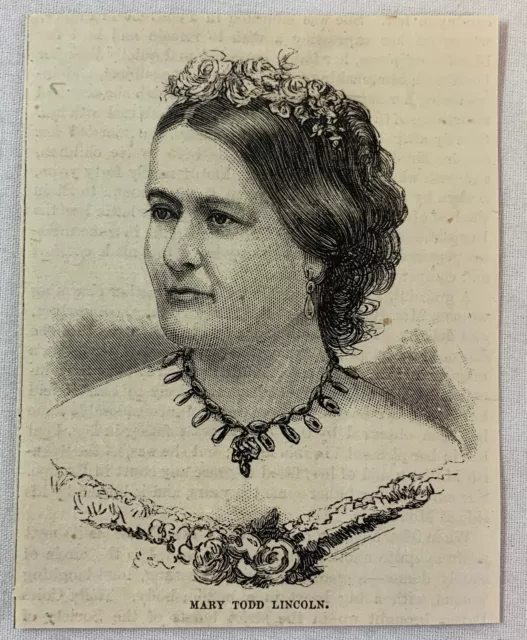 1877 Rivista Incisione ~ Mary Todd Lincoln