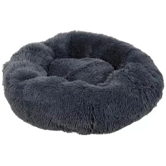 Donut Plush Pet Dog Cat Bed Fluffy Soft Warm Calming Bed Conditi(Charcoal Blue) 2
