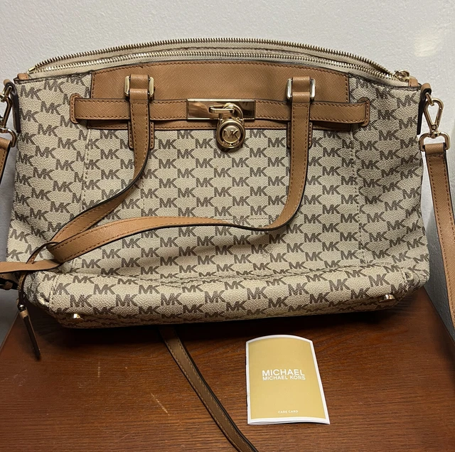 Michael Kors Hamilton LG Zip Satchel Handbag MK Signature Bag Purse