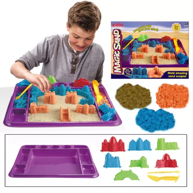 Kids Magic Sand Play Set Mold Amazing Sand Sculpts 750g with Box Accessories