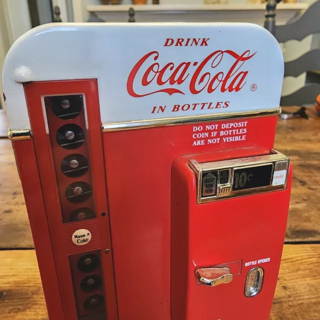 Vintage Coca-Cola Metal Mini Vendo Vending Machine Coin Bank w/sound! ~ FREE S&H