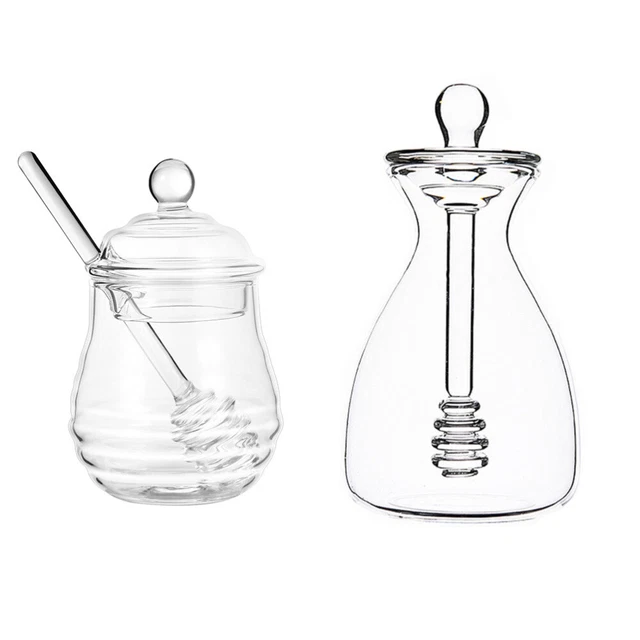 2 juegos de vasos enlatados vaso de miel de vidrio dispensador de alimento terrario ajuste