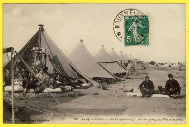 cpa 51 - MOURMELON (Marne) Camp de CHÂLONS SOLDATS MILITAIRES Tentes Tipis