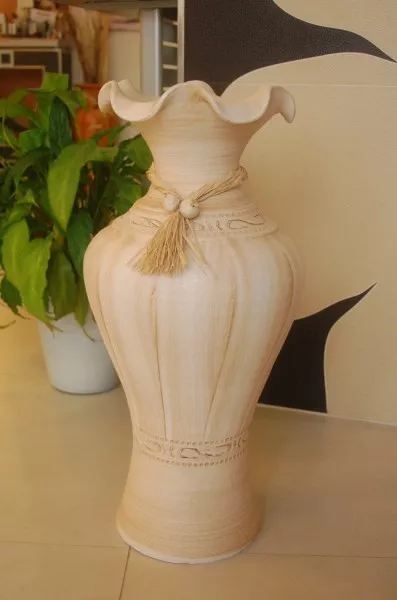 Edle 60 cm Bodenvase, Amphore, Vase beige