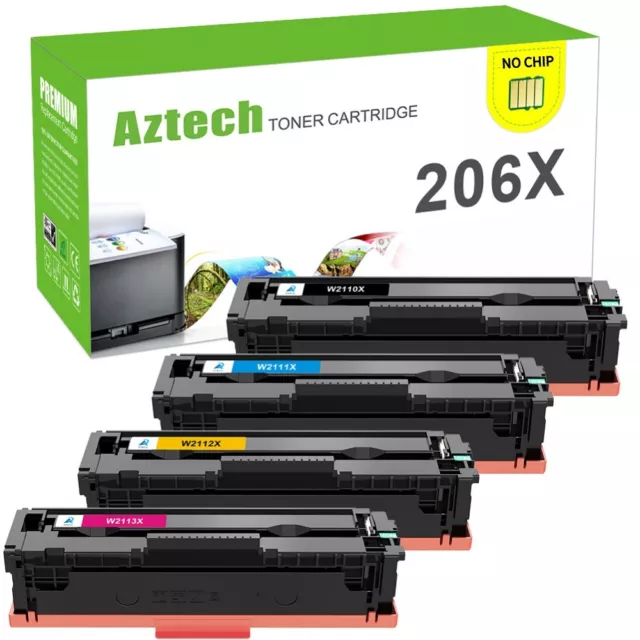 4 PK 206X W2110X Toner Compatible With HP LaserJet MFP M283fdw M255dw No Chip