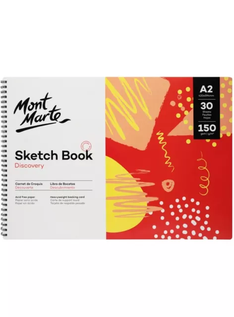 Mont Marte Sketch Book Pad A2 30 Sheet 150 gsm Drawing Painting Art Craft