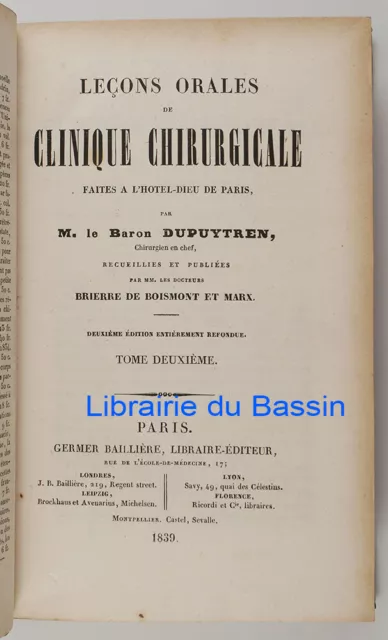 Leçons orales de clinique chirurgicale Hôtel-Dieu TII Baron Dupuytren 1839