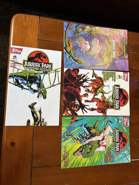 JURASSIC PARK RAPTORS Attack Comic Set 1-2-3-4 Lot Topps Dinosaurs ...