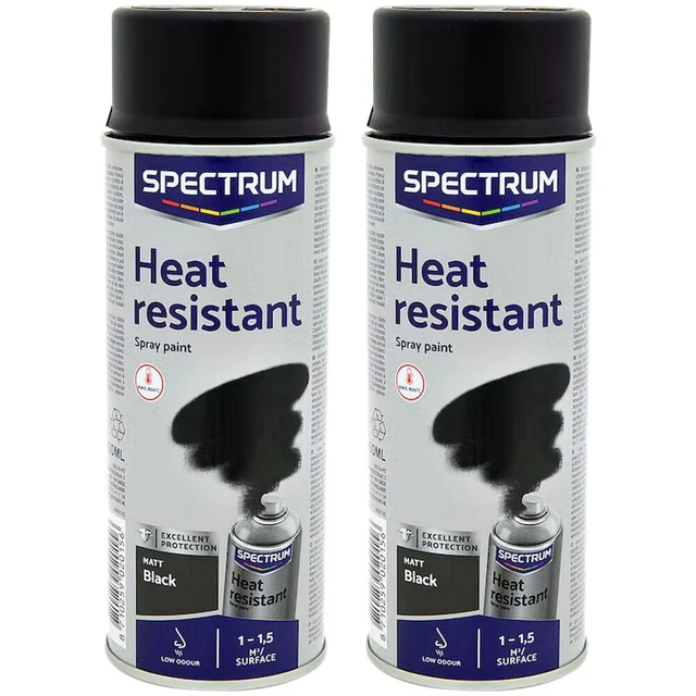 Auspufflack Spray 2x 400ml hitzebeständige Thermofarbe 800°C schwarz-matt