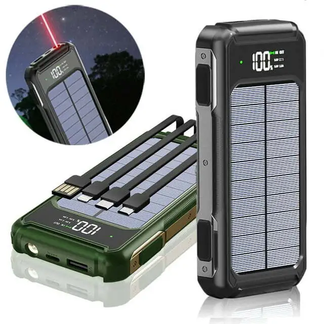 50000mAh Portable Solar Power Bank LCD LED 4 USB Battery Charger For Cell Phone