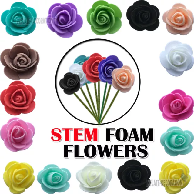 500PCS Foam Roses 3cm Artificial Foam Flower Heads DIY Rose Bear Decor Gift UK