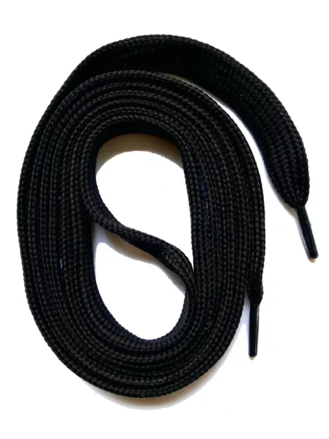 SNORS SCHNÜRSENKEL flach SCHWARZ 60-240cm lang 2 Breiten Polyester Schuhband