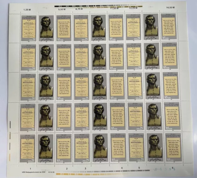 DDR, MiNr. 3254-3255 DV WPD kompletter Bogen Zusammendruck postfrisch Druckverme