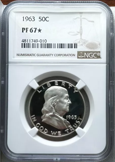 1963 Proof Franklin Half Ngc Pf67 * Star, Extra Strong Pure White Cameo Obverse!