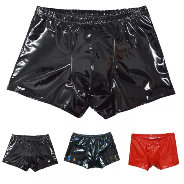 Neue Männer Mode Faux Leder Boxershorts Wetlook Lederhosen Trunks Unterwäsche