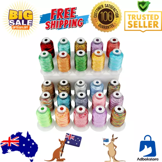 25 Colors Variegated Polyester Embroidery Machine Thread Kit 500M for Sewing NEW