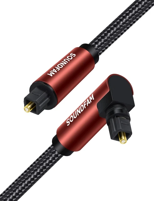 1M Câble Optique Audio, Câble Optique 90 Degrés Cable Son Optique Toslink Avec P