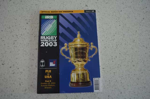 Fiji Vs Usa Rare 2003 Rugby World Cup Programme! Rugby Union