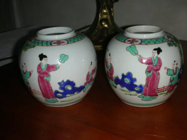ancienne paire de vase en porcelaine de chine signature calligramme