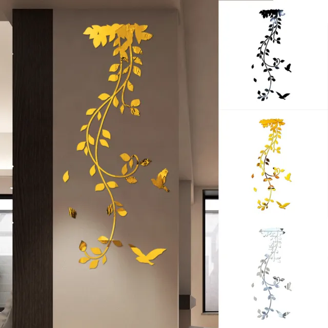 3D Flower Decal Mirror Wall Sticker DIY Removable Art Mural Home Room Decor