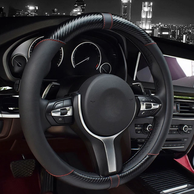 Breathable Car Interior Steering Wheel Cover Anti-Slip PU Leather +Carbon Fiber