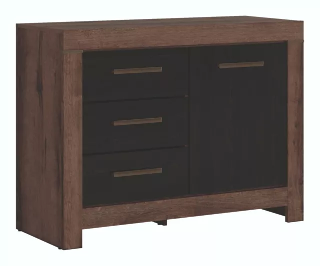 Small Sideboard Cabinet Unit Dark Oak Black Effect Drawer Storage Cupboard Balin