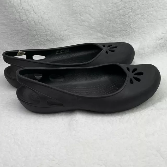 Crocs Malindi Womens Flat Shoes Black 8 Sling Back Cut Out Round Toe Slip On 3