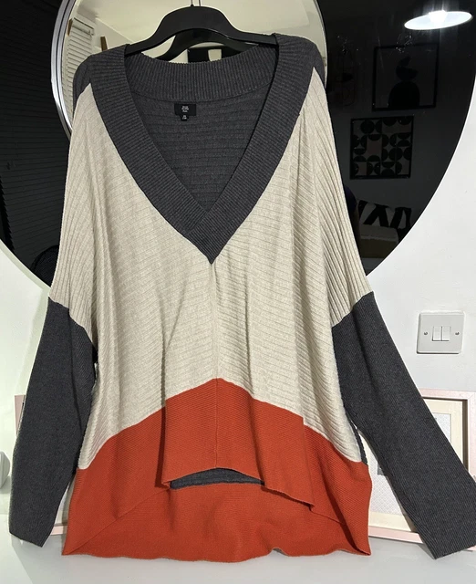River Island Ribbed Colour Block Jumper Plus Size 26/28/30/32+ Immaculate