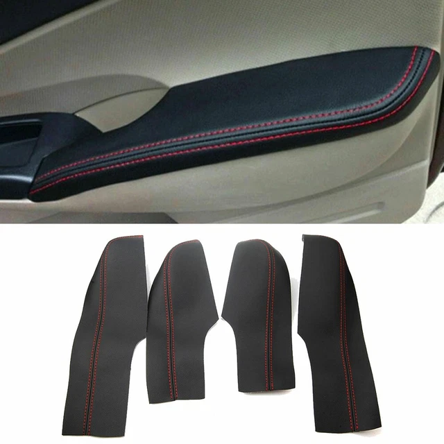 Copertura bracciolo in pelle nero e rosso su misura per Honda Civic 2006 2011