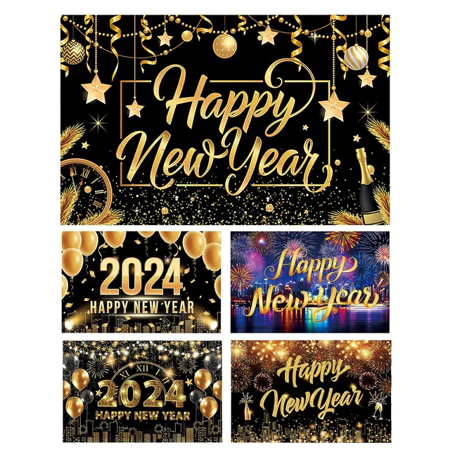 HAPPY NEW YEAR Decorations 2024 Fireworks Balloons 2024 Cheers to New