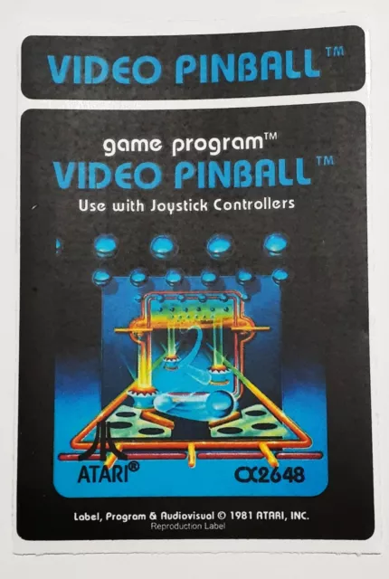 Replacement Atari 2600 Video Pinball Label - Machine cut just peel and stick