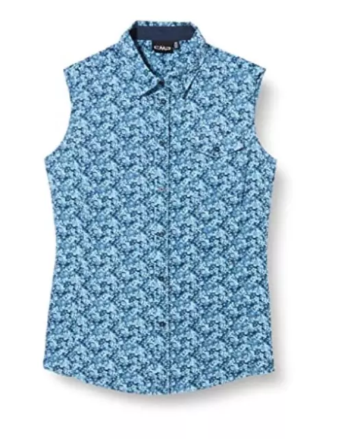 (TG. 46) CMP - Camicia Smanicata Elasticizzata da Donna, Blue-Cielo, 46 - NUOVO