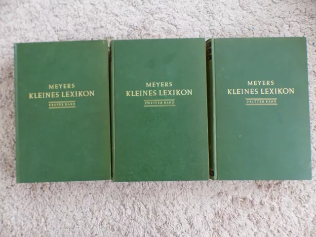 Meyers Kleines Lexikon 3 Bände/ Bücher. Institut A.G. Leipzig. 1931