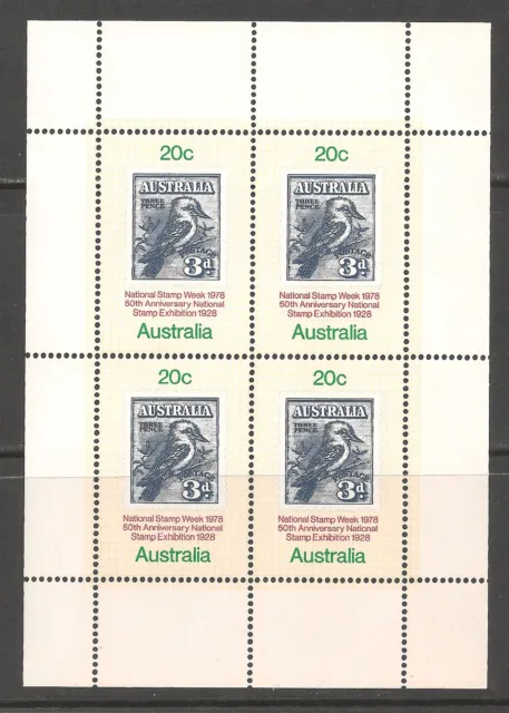 Australia #687a (A277) MIN. SHT.  VF MNH - 1978 20c Stamp on Stamp / Bird
