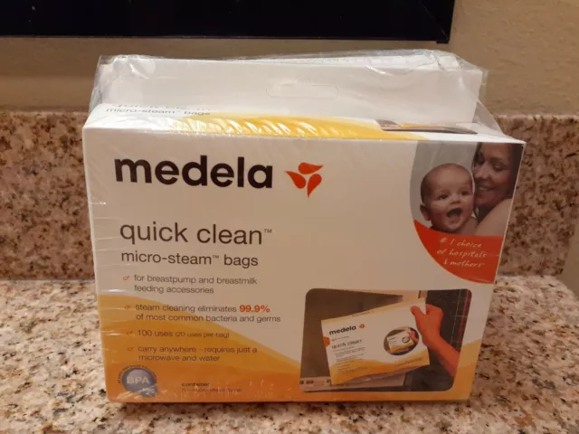 Medela Quick Clean Micro-Steam Bags, 5 Count (Lot of 2 boxes)