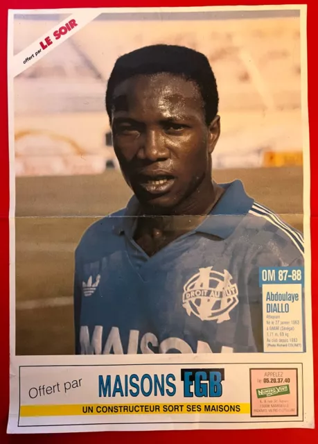 Football Poster Om Abdoulaye Diallo Olympique Marseille Championnat France 87-88