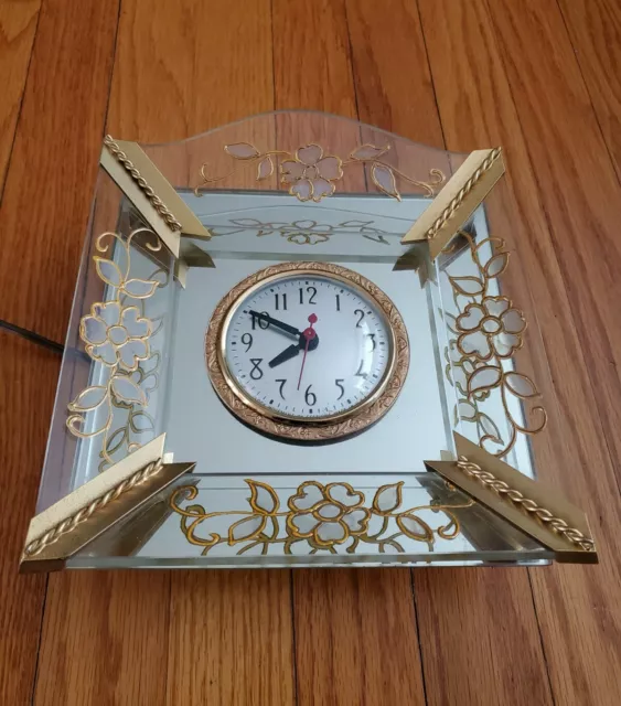 Vintage Sessions Clock Movement Art Deco Vanity Electric Mirror Enamel Flawless
