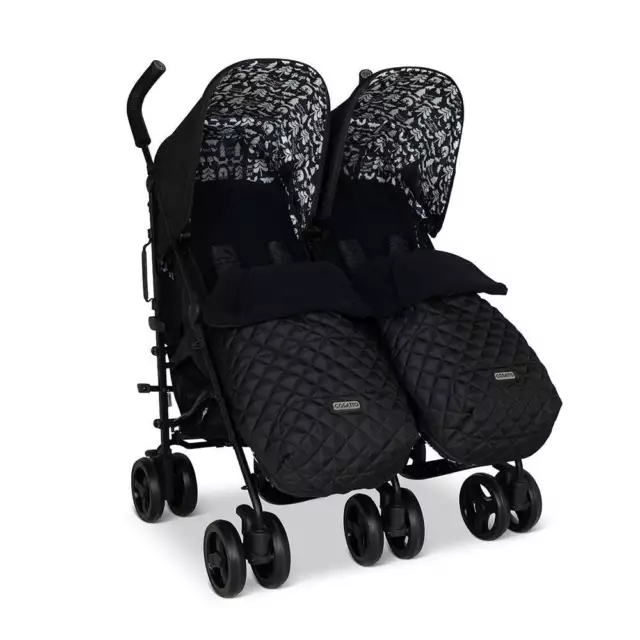 Cosatto Supa Dupa 3 Double Stroller 0-25kg Per Seat Free Raincover Silhouette