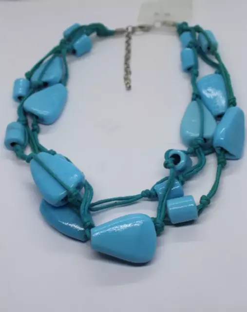 COLLIER,RAS de COU ; 3 RANGS ; TURQUOISE ; env. 42cm  ; NEUF,JAMAIS PORTE. / 27 3