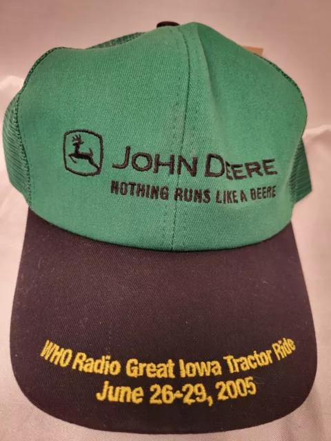 John Deere Hat Mesh Snapback NWT "2005 WHO Great Iowa Tractor Ride" Moline IL