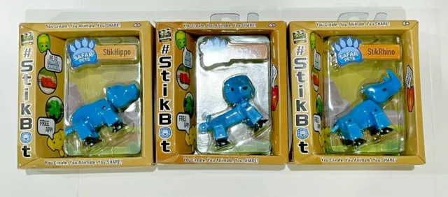 Zing #Stikbot Blue and Green and Black/Wht Action Figure lot of 2 New!