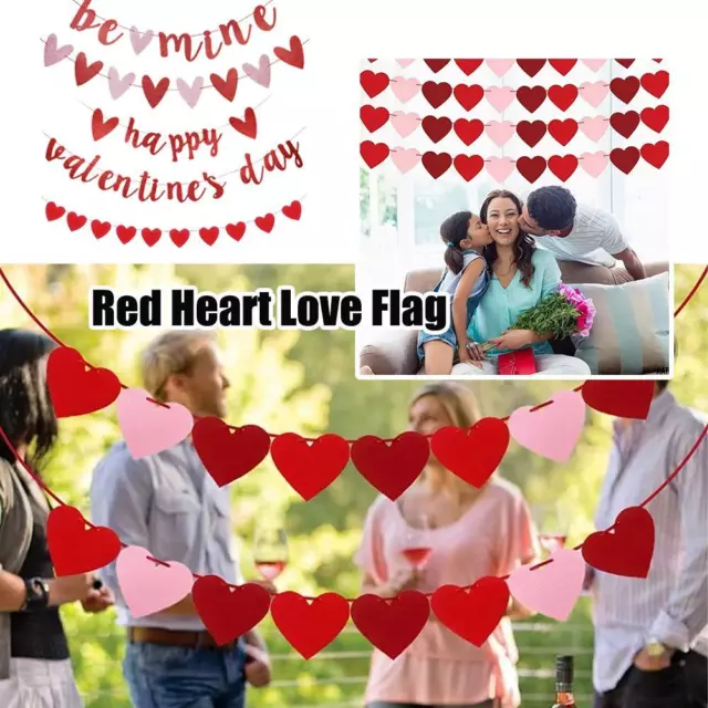 DIY Happy Valentine's Day Burlap Banners Red Heart Flag GXXPA String 2024 R8I6