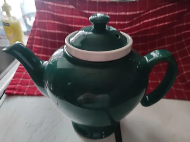 Vintage McCormick Tea Turquoise Teapot , Baltimore MD, Infuser, Glazed, Retro