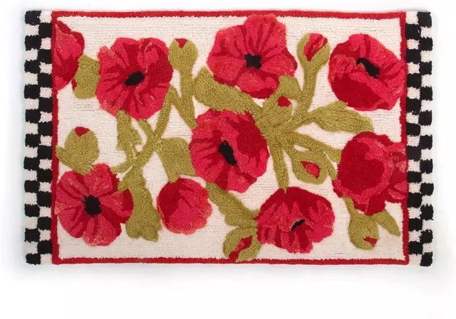 MACKENZIE-CHILDS Poppy Bath Rug, Mat for Bathroom Use, 21" x 34",