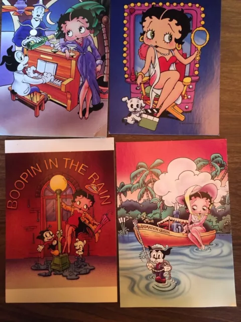 Betty Boop - 1 large cut-out and 4 regular postcards - unposted