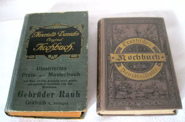 2x Henriette Davidis: Original Praktisches Kochbuch Holle 1891  Preis-Musterbuch